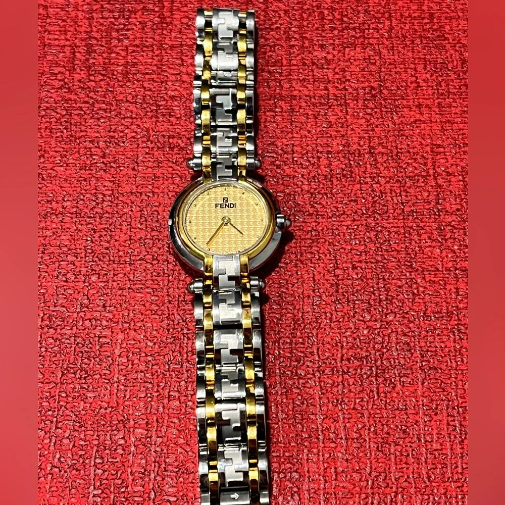 FENDI PRE-LOVED AUTHENTIC ‘ZUCCA’ 18K YELLOW GOLD-PLATED LUXURIOUS WATCH